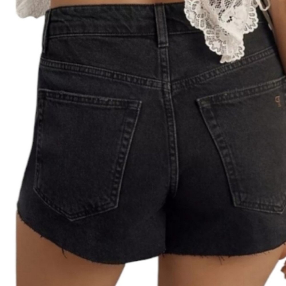 NEW Anthropologie Pilcro Black Lace-Up Denim Shorts - Picture 4 of 8